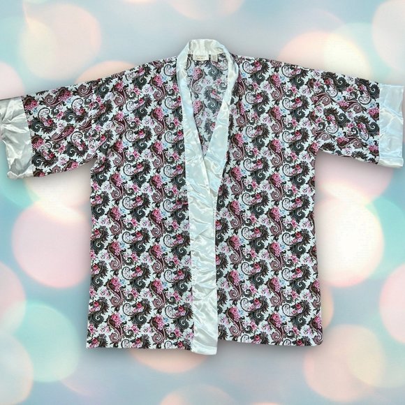 Vintage Victoria’s Secret Gold Label Y2K Pink Paisley Floral Satin Robe - Picture 2 of 3